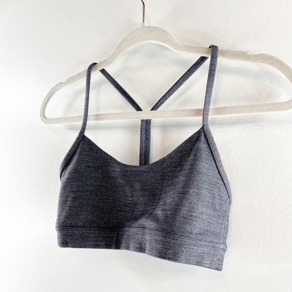 Lululemon Flow Y Bra Nulu Mini Heathered Herringbone Heathered Black White Black - Picture 6 of 7